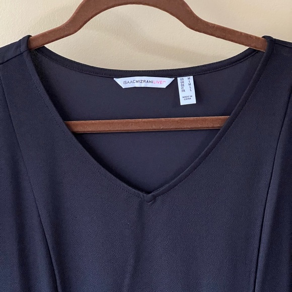 New Issac Mizrahi size M 10 12 black dress soft v-neck flutter sleeve - Picture 4 of 16